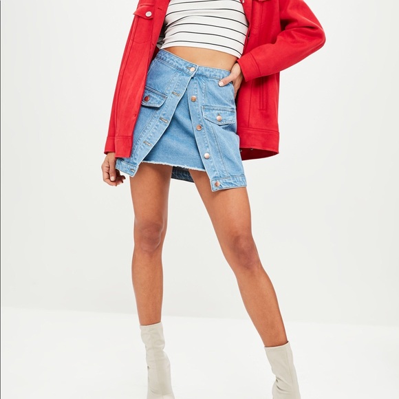 missguided petite blue double layer denim skirt - Picture 2 of 3
